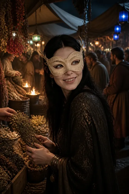 Henrietta Greymere, a The Veil character, at the Night Market